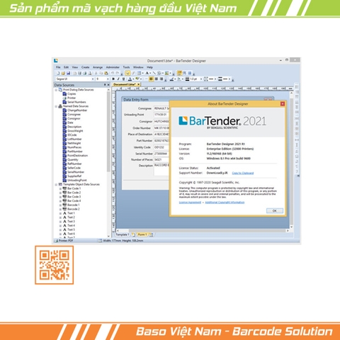 Phần mềm in tem nhãn BarTender Enterprise BTE-5 - Application License + 5 máy in