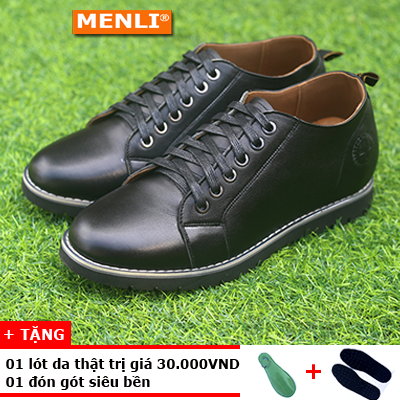 Giày da bò TC14 (Đen) đế tăng chiều cao 6.5 cm