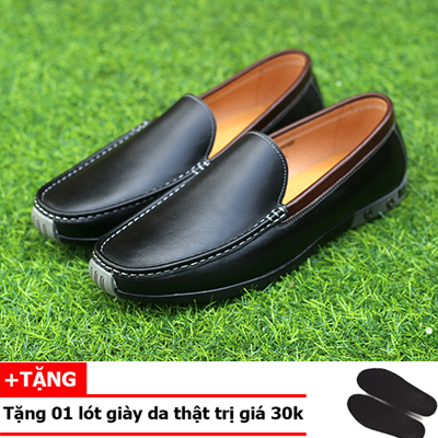 [DA BÒ] Giày lười da thật MENLI GL128 (Đen)