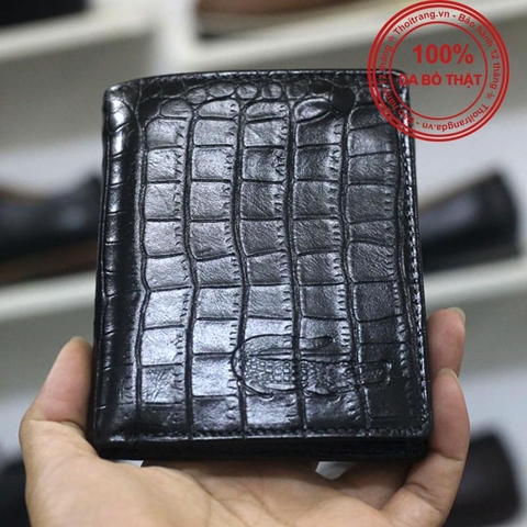 Ví da bò thật dập vân cá sấu V12