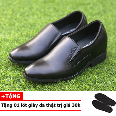 Giày Nam Tăng Chiều Cao 7cm Chính Hãng MENLI GL70 Kiểu Trơn Đơn Giản Màu Đen