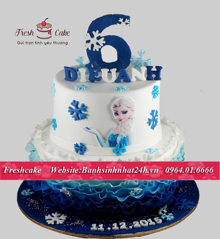 Bánh sinh nhật 2 tầng công chúa Elsa tặng các bé thích Frozen [MS:0737]