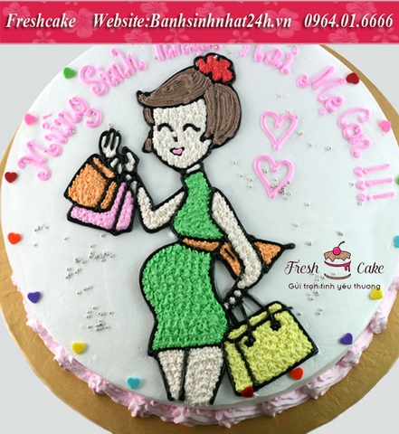 Bánh bà bầu mê shopping mua sắm [MS:0002]