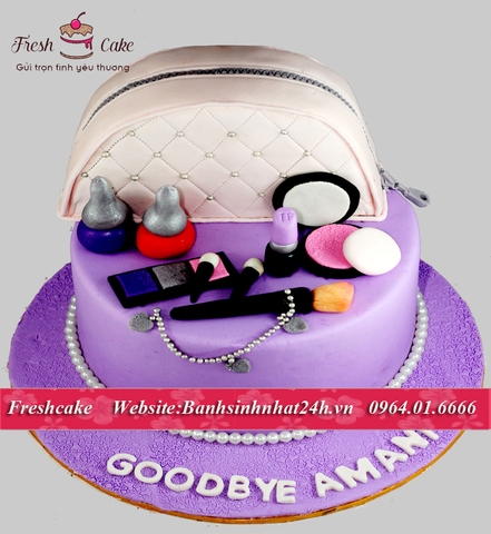 Bánh sinh nhật fondant bộ trang điểm makeup là con gái thật tuyệt [MS:0910]