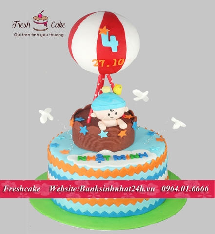 Bánh sinh nhật bọc đường bé ước mơ làm khinh khí cầu [MS:0835]