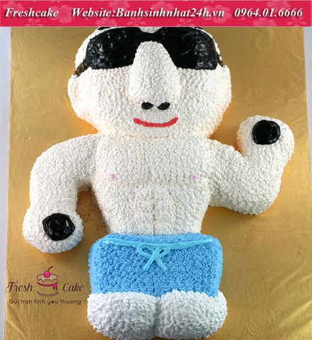 Bánh body man ngực nở, bung 8 múi, tay đang tập tạ [MS:0361]