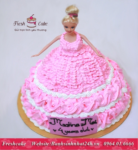 Bánh búp bê Barbie váy hồng [MS:0048]
