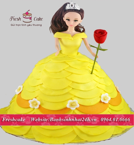 Bánh búp bê fondant công chúa Belle người đẹp ngủ trong rừng [MS:0741]