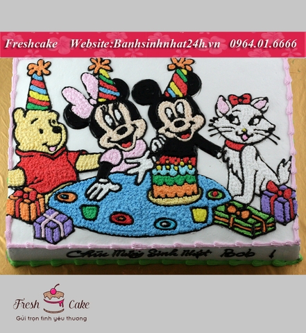 Bánh vẽ các nhân vật hoạt hình đến chúc mừng sinh nhật [MS:0990]