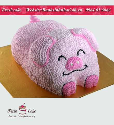 Bánh sinh nhật cắt 3D con lợn mũm mĩm [MS:0997]