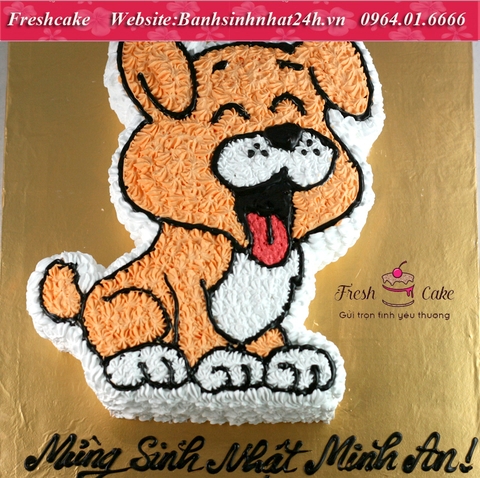 Bánh sinh nhật cắt hình cún con ngộ nghĩnh dễ thương [MS:0375]