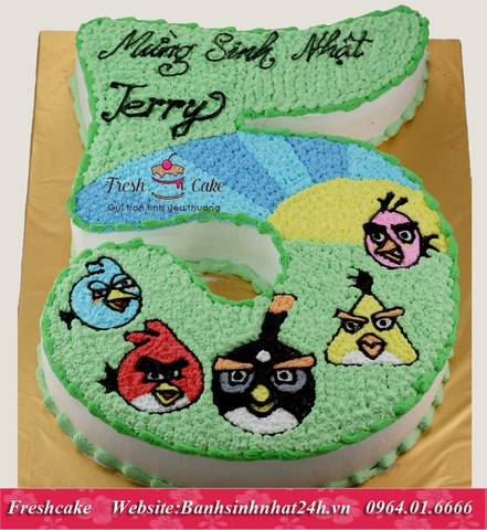 Bánh sinh nhật cắt hình số 5 - Hình trò chơi Angry Bird [MS:1016]