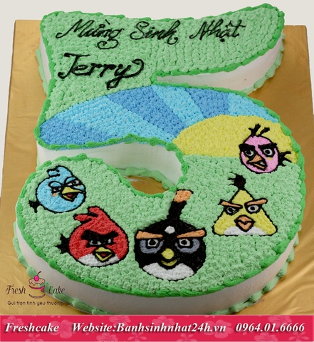 Bánh sinh nhật cắt hình số 5 - Hình trò chơi Angry Bird [MS:0591]