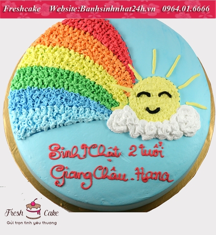 Bánh sinh nhật cầu vồng và ông mặt trời tỏa nắng [MS:1023]