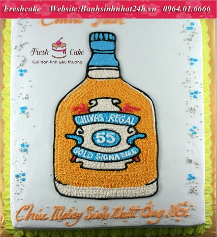 Bánh sinh nhật chai rượu Chivas tặng ông, tặng bố [MS:1028]