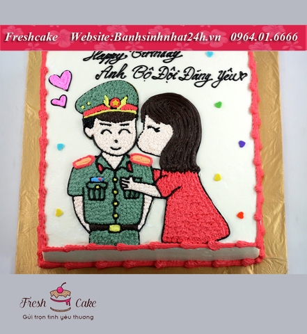 Bánh sinh nhật vẽ chú bộ đội đáng yêu [MS:1415]