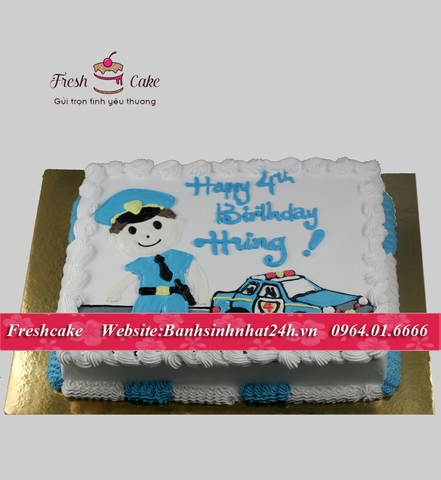 Bánh sinh nhật chú cảnh sát, công anh nhí cùng xe cảnh sát [MS:1044]