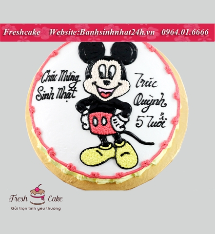 Bánh sinh nhật vẽ chuột Mickey đang tạo dáng pose ảnh [MS:1060]