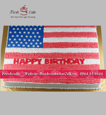 Bánh sinh nhật vẽ lá cờ nước Mỹ [MS:1075]