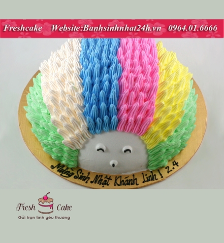 Bánh sinh nhật vẽ con nhím sắc màu [MS:1114]