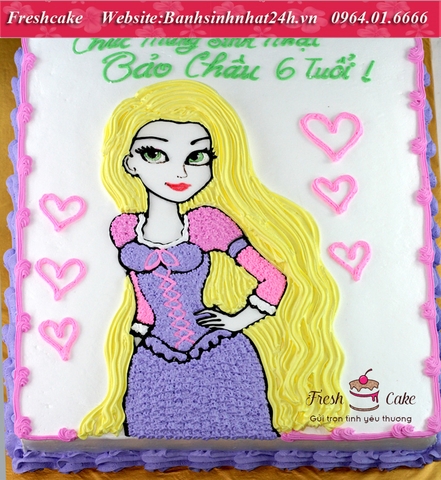 Bánh sinh nhật vẽ công chúa Rapunzel làm điệu [MS:1132]