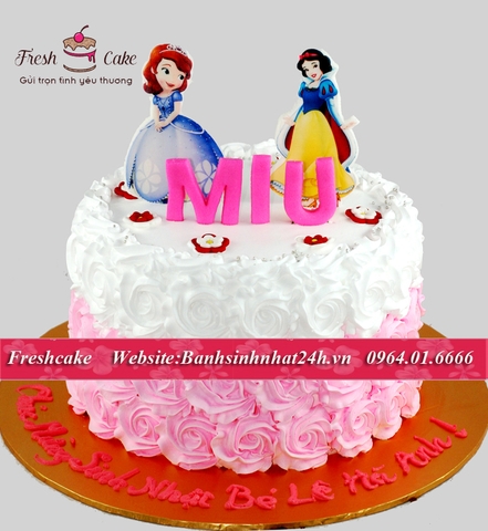 Bánh sinh nhật in ảnh công chúa Sofia và Nàng bạch tuyết [MS:0696]