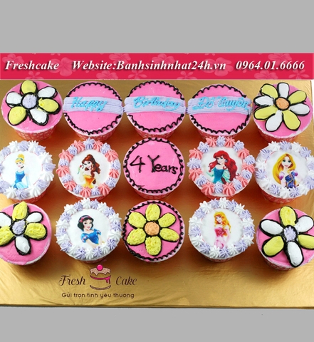 Bánh cupcake vẽ và in hình công chúa dành tặng bé gái [MS:0088]
