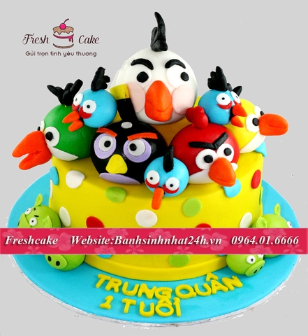 Bánh sinh nhật fondant dành tặng các bé thích Angry Bird [MS:0469]