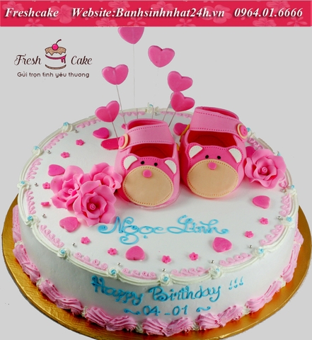 Bánh fondant đôi giày gấu đáng yêu [MS:1370]