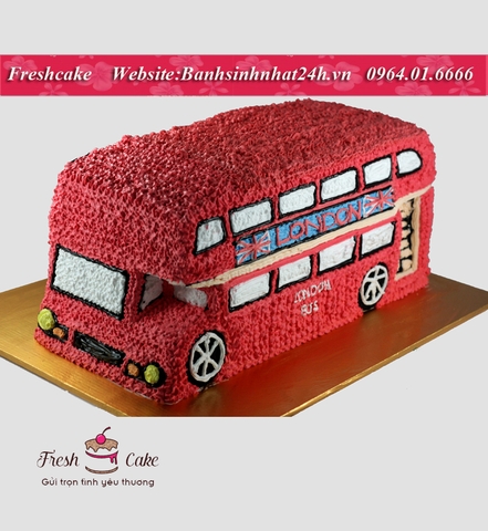 Bánh sinh nhật 3D xe bus 2 tầng cho bé yêu xe [MS:1177]