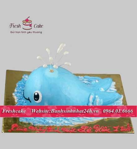 Bánh sinh nhật 3D dựng hình cá voi đáng yêu [MS:1178]