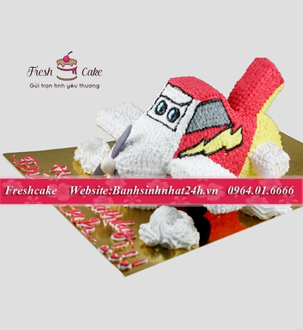 Bánh sinh nhật 3D dựng hình máy bay dusty đỏ [MS:0399]