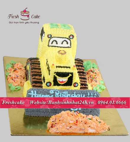 Bánh sinh nhật 3D dựng hình máy ủi vàng [MS:1182]