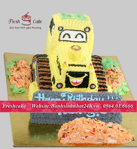 Bánh sinh nhật 3D dựng hình máy ủi vàng [MS:0400]