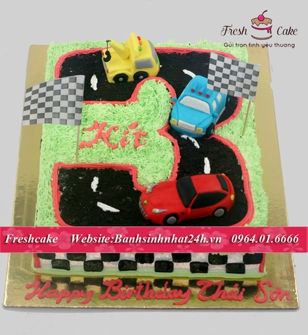 Bánh đường đua ô tô số 3 tặng bé trai [MS:0183]
