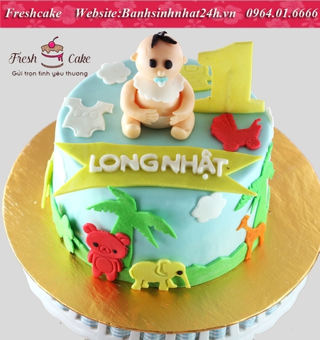 Bánh fondant em bé và đồ chơi con vật [MS:1375]