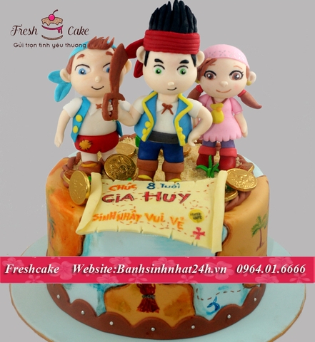 Bánh sinh nhật fondant Jake và những cướp biển vùng đất thần tiên [MS:0844]