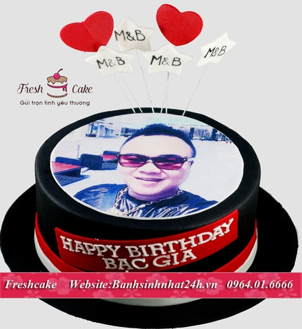 Bánh sinh nhật in ảnh kết hợp với fondant  [MS:1307]