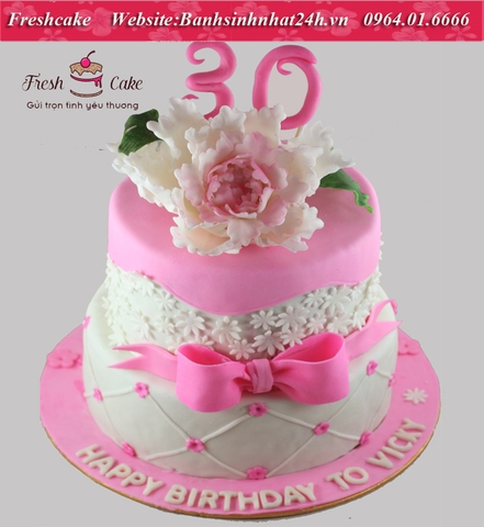 Bánh fondant số tuổi và hoa [MS:1378]
