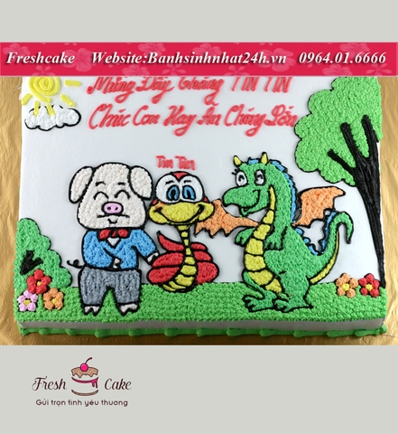 Bánh sinh nhật gia đình bố mẹ và con tuổi Thìn - Tị - Hợi [MS:1214]