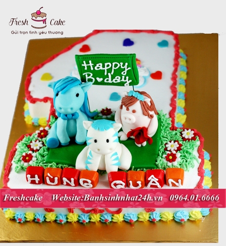 Bánh gia đình bố ngựa, mẹ lợn mừng sinh nhật con trai tuổi ngựa [MS:0274]