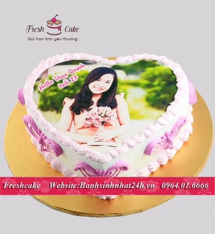 Bánh sinh nhật in ảnh tặng người yêu tông hồng đáng yêu [MS:0805]