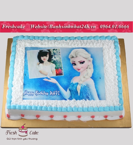 Bánh in ảnh Nữ Hoàng Băng Giá Elsa Frozen và em bé [MS:0127]