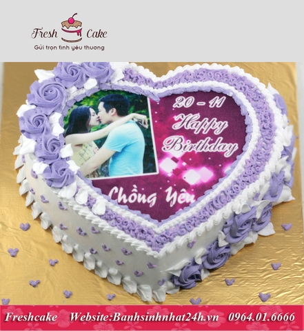 Bánh sinh nhật in ảnh tình yêu lung linh tông trắng tím [MS:1432]
