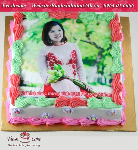 Bánh sinh nhật in ảnh tông màu xanh đỏ [MS:0882]
