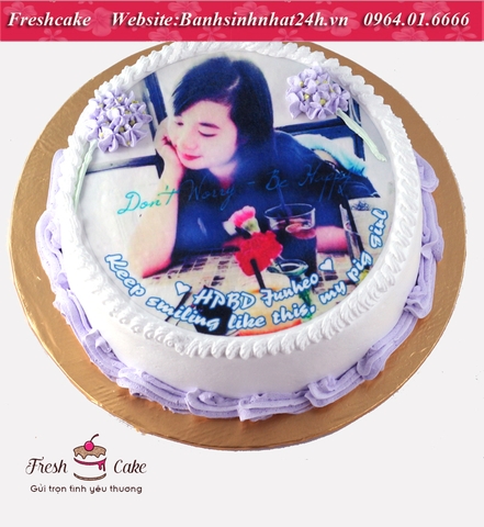 Bánh sinh nhật in ảnh trang trí kiểu hoa cẩm tú cầu [MS:0889]