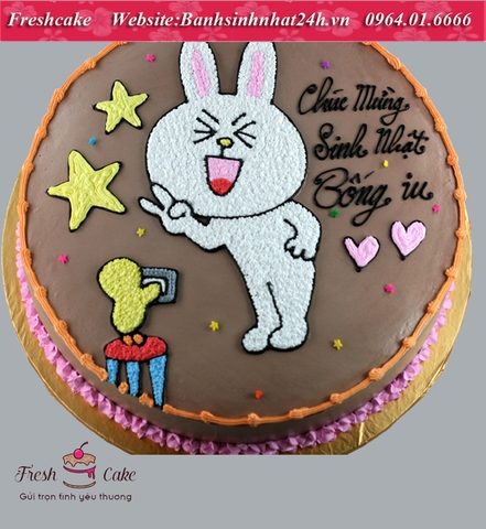 Bánh sinh nhật Chocolate thỏ Cony pose hình tự sướng [MS:1262]