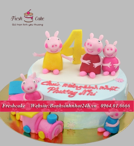 Bánh sinh nhật nặn hình fondant gia đình Peppa Pig dễ thương [MS:0770]