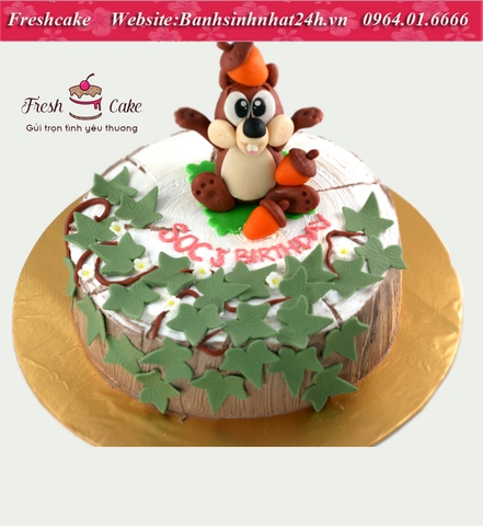 Bánh sinh nhật nặn hình Fondant sóc con nhí nhảnh [MS:0929]