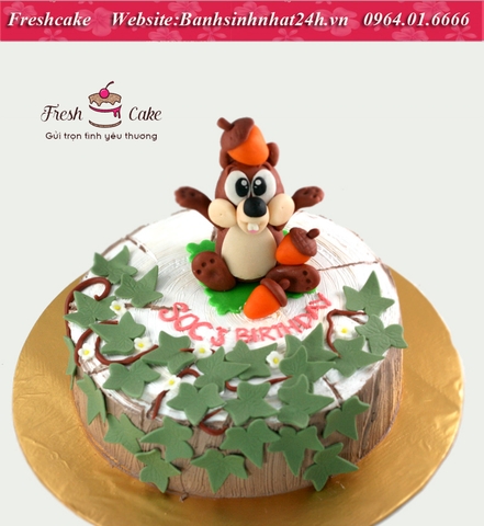 Bánh kem nặn hình Fondant sóc con nhí nhảnh [MS:0488]